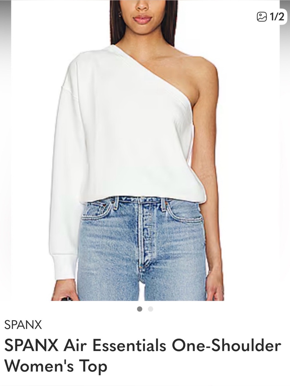 SPANX One-Shoulder Sweatshirt Top in White